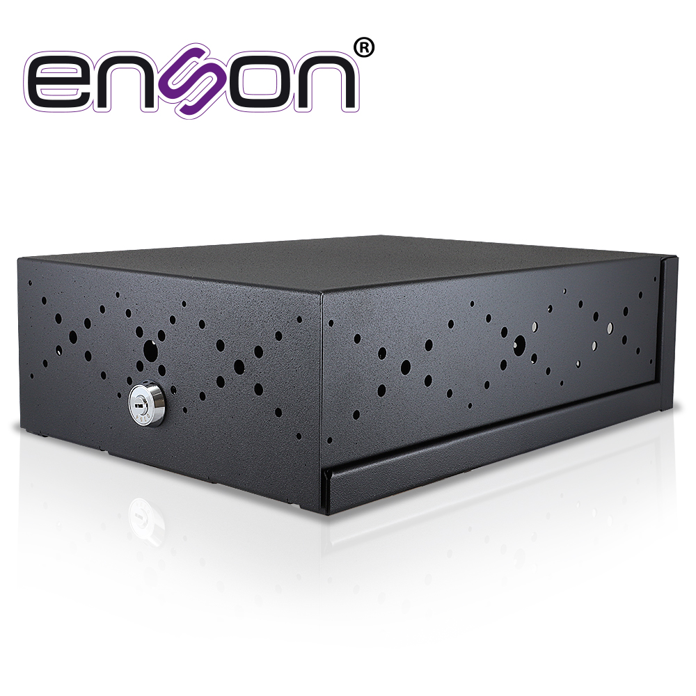 Gabinete de Seguridad Enson LINCE13 para DVR Movil 380X270X115MM con Ventilador Color Negro / Compatible con la Serie