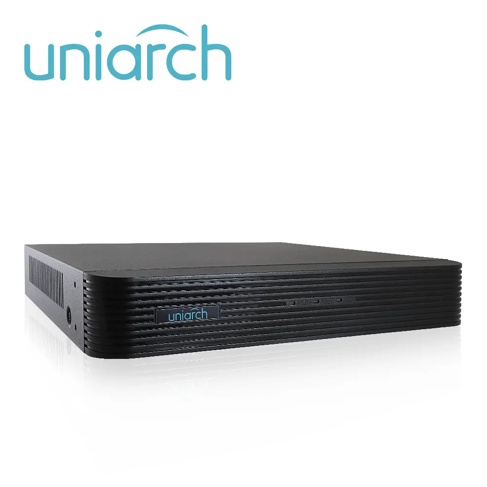 NVR Uniarch NVR-104E2-P4 / 4 canales / 4 canales PoE capacidad 1 disco duro de 8 TB / salida HDMI / salida VGA simultaneas / 40 mbps / ULTRA265 / P2P (Ezcloud)