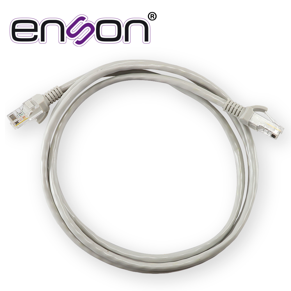 Patchcord UTP CAT5E Enson P5E15 Serie ECO Calibre 24 AWG CCA de 1.5 Metros Forro PVC Color Gris para USO en Interiores