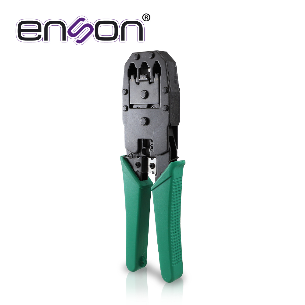 Pinzas Ponchadoras Enson ENS-NT01 para RJ9 (4 Pines) RJ11 (6 Pines) y RJ45 (8 Pines) con Cuchilla de Corte y Pelado de