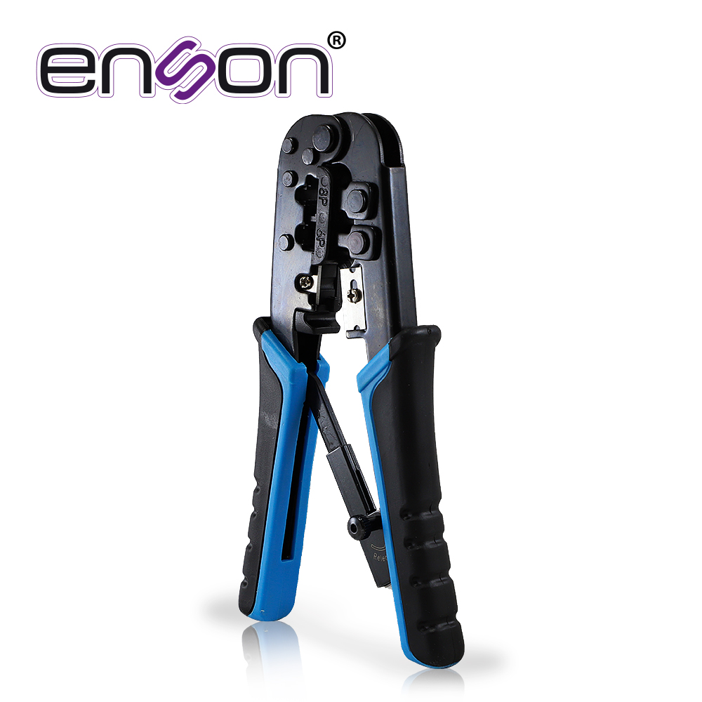 Pinzas Ponchadoras de RJ45 Enson ENS-NT02 para Conectores RJ45 (8 Pines) y RJ11 (6 Pines) con Navaja de Corte