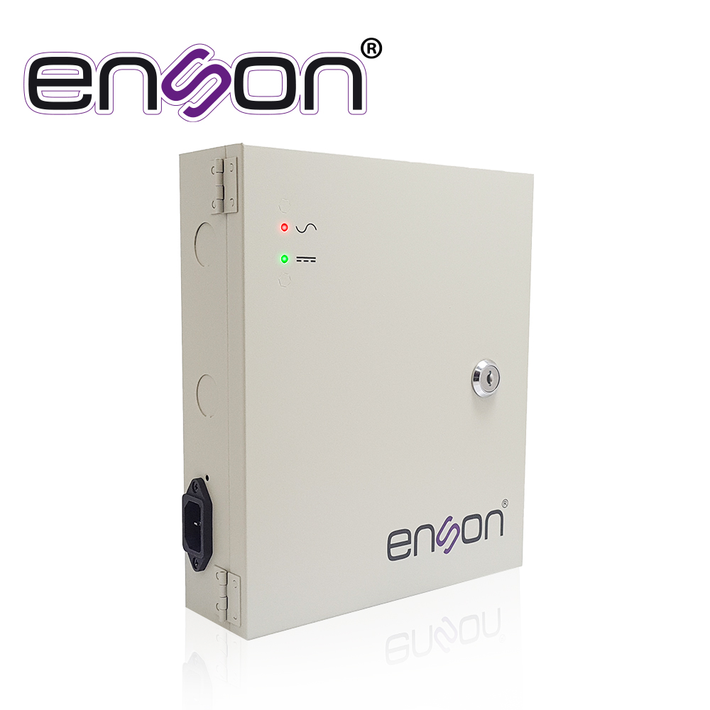 Fuente de Poder Tipo Caja Enson PSB-1209 12VDC 10A 9 Canales de 1.1A Cada UNO Ideal para CCTV y Control de Acceso