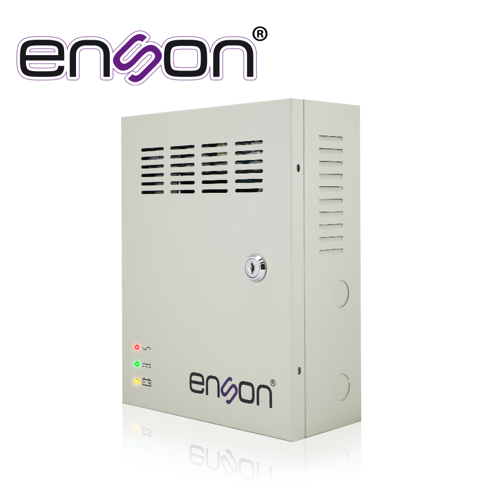 Fuente de Poder Tipo Caja Enson PSB-1209BACKUP 12VDC 5A 9 Canales de 0.55A Cada UNO y Soporte de Batería de Respaldo