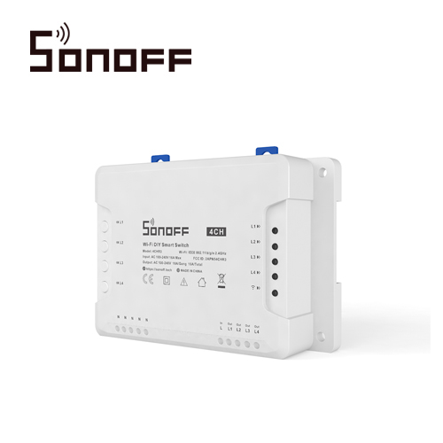 Interruptor Inteligente con 4 Relevadores Nc/No Sonoff 4CH PRO R3 WiFi 2.4 GHz Hasta 10AMP por Canal 40 AMP Totales