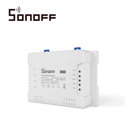 Interruptor On/Off Sonoff 4CH R3 Smart Inalámbrico WiFi para Solucion de Smart Home con Temporizador y Montaje DIN Rail