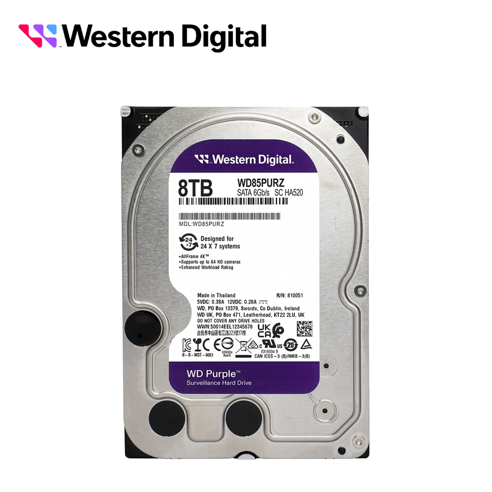 Disco Duro DD 8TB Sata WD Purple WD85PURZ Sata 3.5 5640 RPM 256MB Cache Optimizado para Videovigilancicompatible con