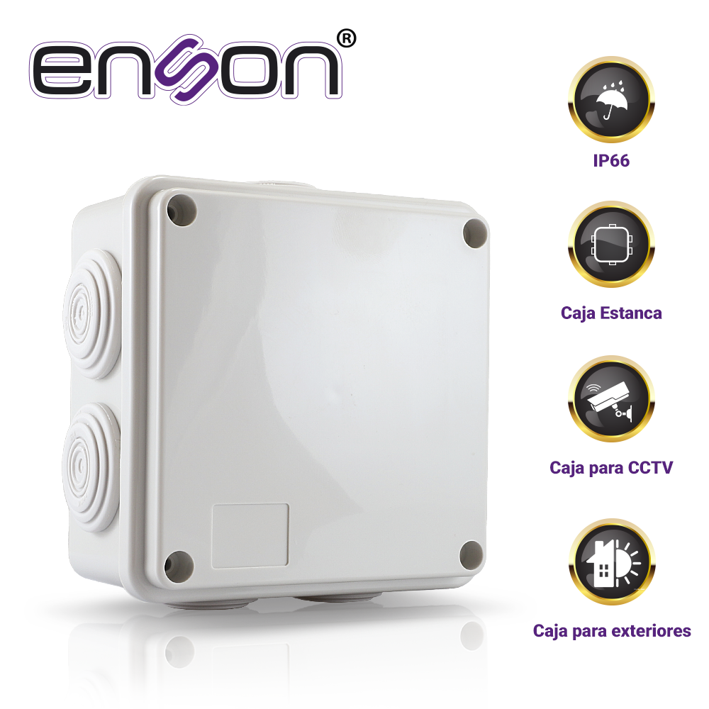 Caja de Plástico Enson ENS-PCB1010 100X100X50 MM con Sello de Goma Grado de Protección IP66 Multiples Conexiones a
