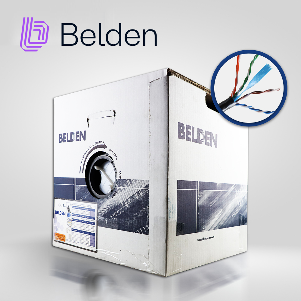 Cable UTP CAT6+ Belden 2412 010A1000 / Interior / Negro / 350MHZ / 4 Pares / 23 AWG / Forro PVC / CMR / Certificable