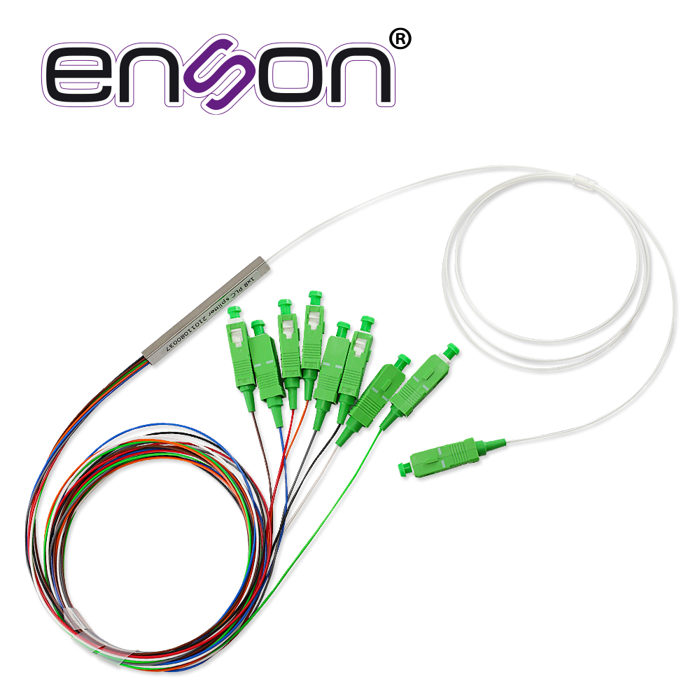 Splitter PLC (Divisor Óptico) Enson ENS-PLC1X8 con Conectores SC APC 1X8 Fibra Óptica Monomodo