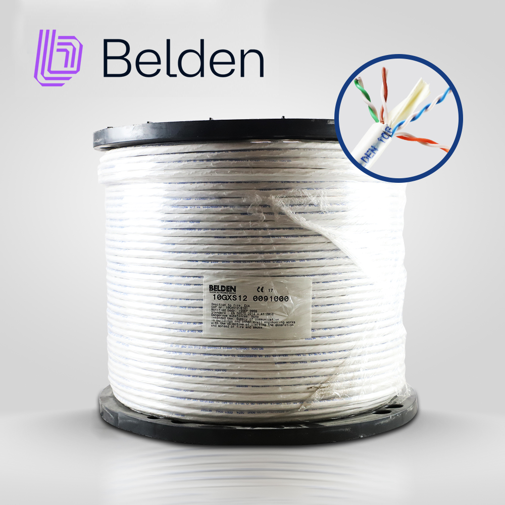 Cable UTP CAT6A Belden 10GXS12 0091000 / Interior / Blanco / 625MHZ / 4 Pares / 23 AWG / Forro PVC / CMR / Certificable