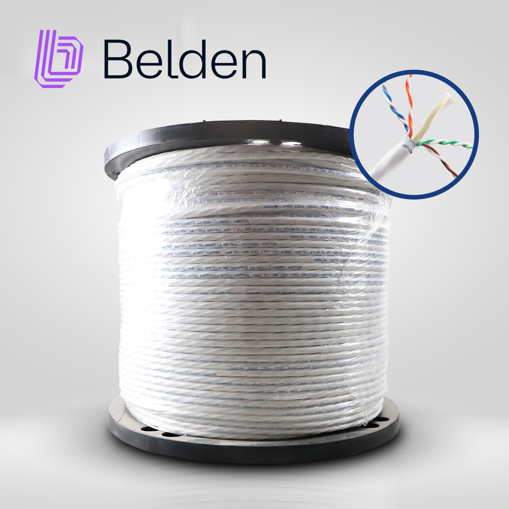 Cable UTP CAT6A Belden 10GXW12 0091000 / Interior / Blanco / 500MHZ / 4 Pares / 23 AWG / Forro PVC / CMR / Certificable