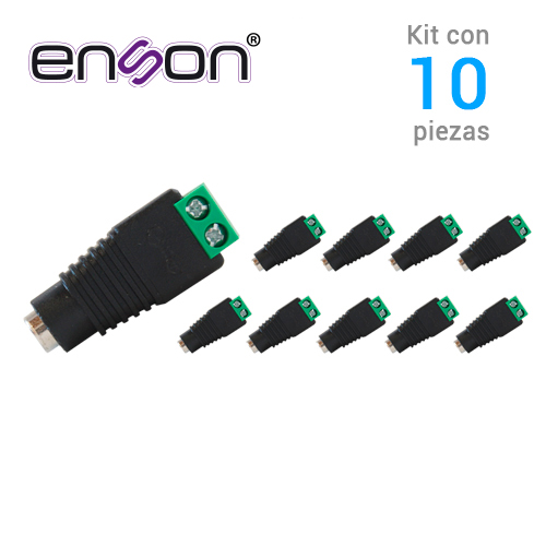KIT 10 Conectores de Corriente Hembra 10x ENS-FC01 Hembra Enson, Tipo Jack 3.5 MM para Alimentar Cámaras CCTV o