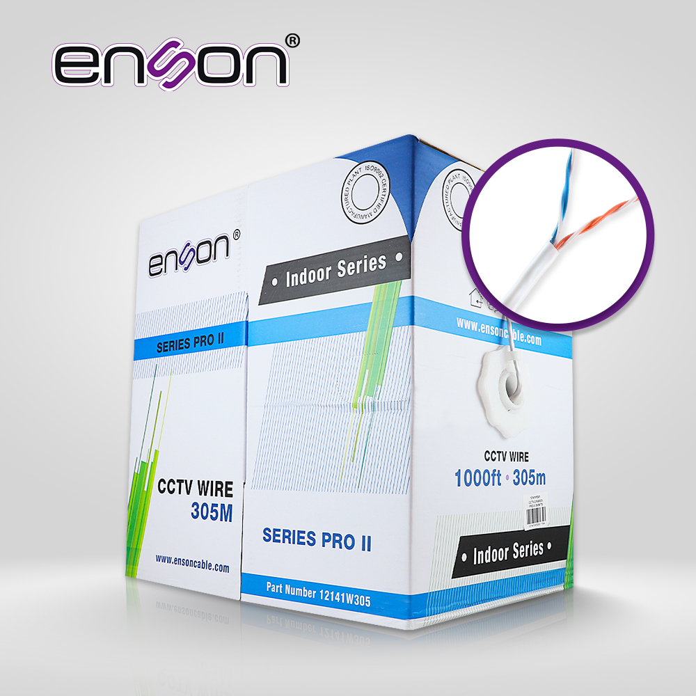 Cable UTP Enson 12141W305 4C/24 Color Blanco Serie PRO-II 100% Cobre Ideal para Instalaciones de CCTV Analógico (Video