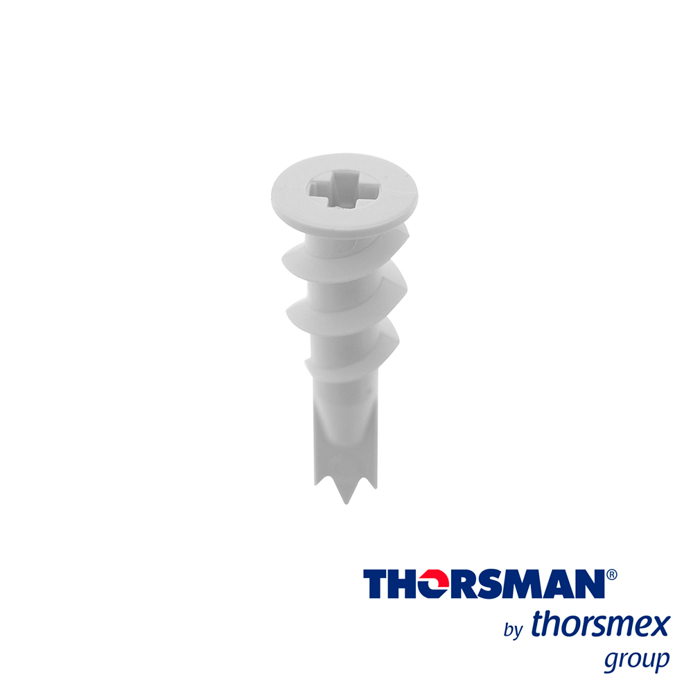 Taquete Tablarroca Perforathor TPD 1301-01100, Caja 100 Piezas, Color Blanco, NO SE Requiere Taladrar el Muro