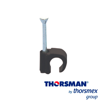 Grapas Reforzada Sujethor Thorsman 3101-00400 TC 3-5 RC 3/4P Caja /100PZAS Color Negro, Ideal para Cable Redondo