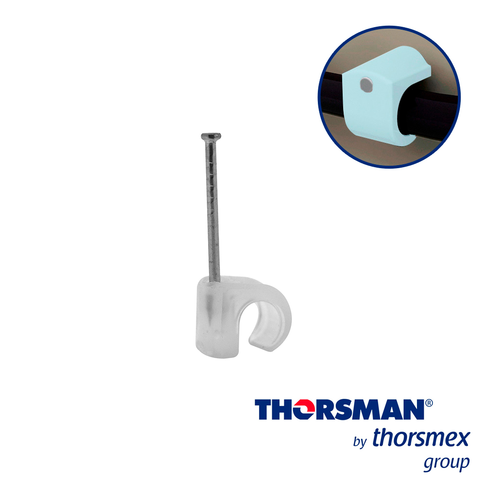 Grapas Sujethor Thorsman 3102-00100 TC 5-7 Caja /100PZAS Color Natural, Ideal para Cable de Arma Calibre 8 -10 , Clavo
