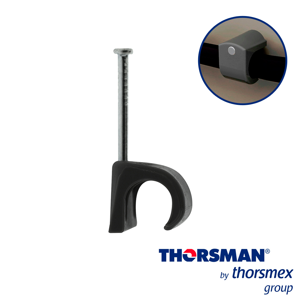 Grapas Sujethor Thorsman 3104-00100 TC 10-14 Caja 100PZAS, Color Gris, Ideal para Cable Calibre 4 a 2, Clavo