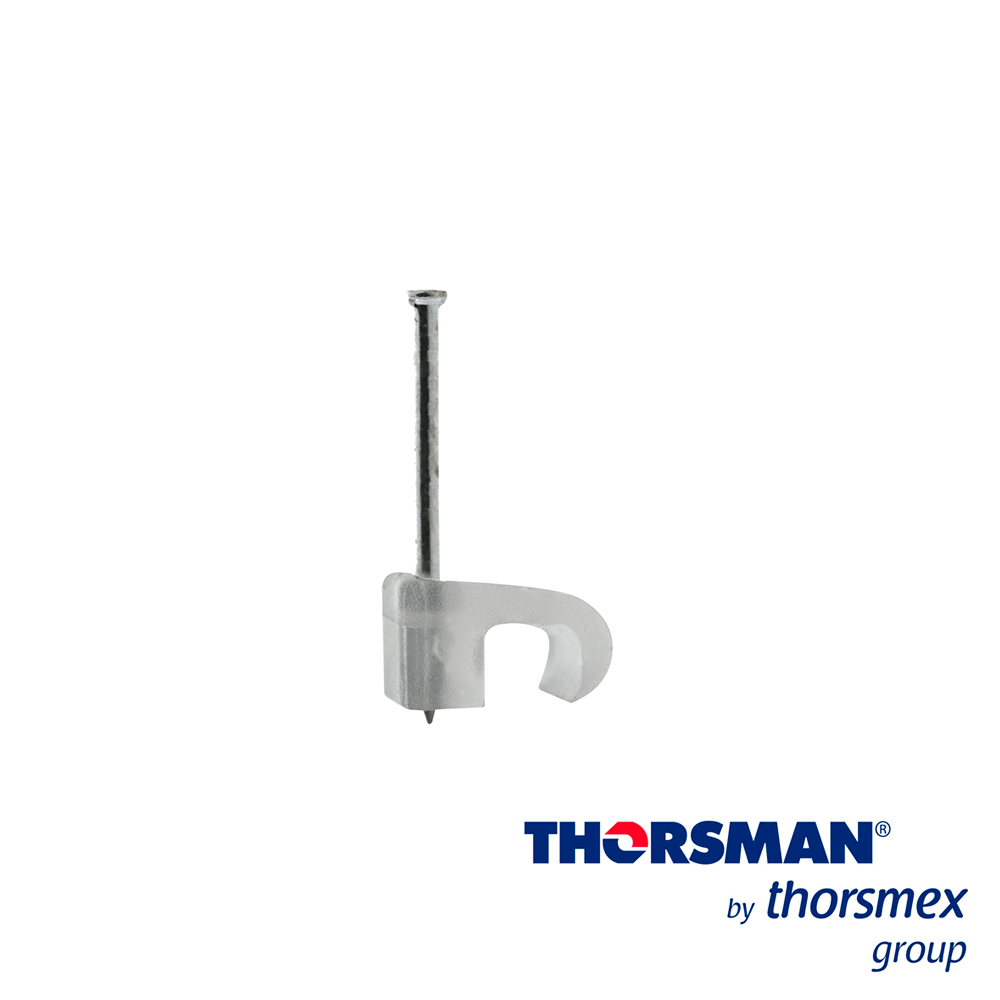 Grapas Sujethor Plano Thorsman 3207-00100 TC 3X5 Color Natural,Caja 100PZAS, Ideal para Cable Alarma y Cable Calibre