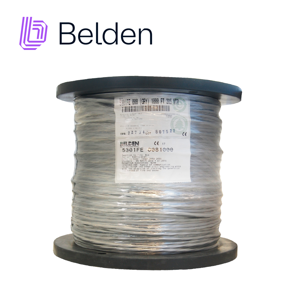 Cable de Seguridad y Sonido Belden 5301FE 0081000 / Interior / Gris / 3 Conductores / 18 AWG / Multifilar / Forro PVC