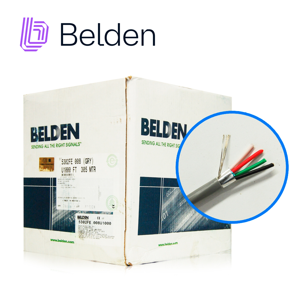 Cable de Seguridad y Sonido Belden 5302FE 008U1000 / Interior / Gris / 4 Conductores / 18 AWG / Multifilar / Forro PVC