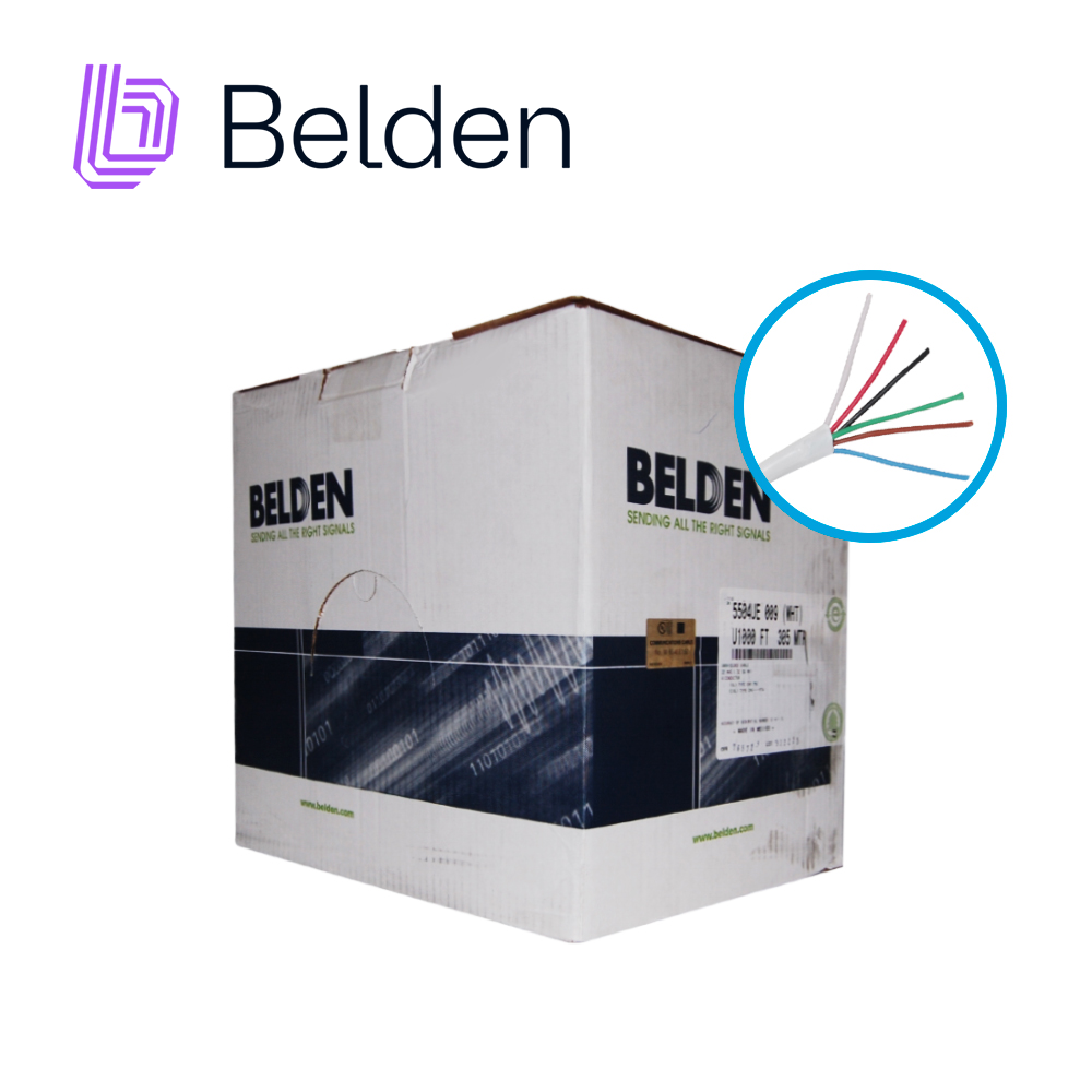 Cable de Seguridad y Sonido Belden 5504UE 009U1000 / Interior / Blanco / 6 Conductores / 22 AWG / Multifilar / Forro