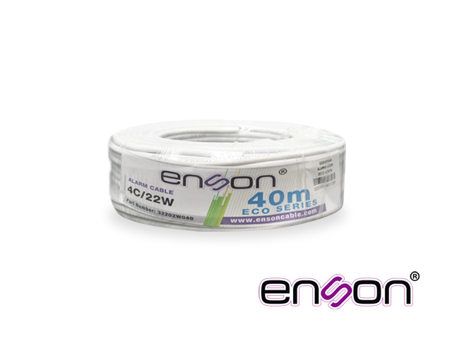 Cable de Alarma Enson 32202W040 Serie ECO Multifilar 4C/22 AWG Bobina de 40 Metros Forro PVC Color Blanco para USO