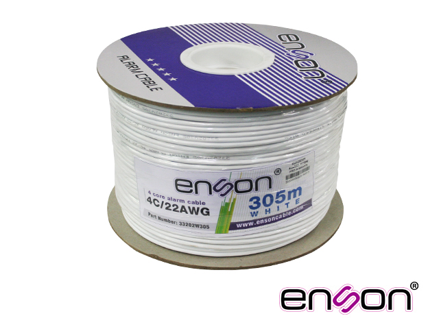 Cable de Alarma Enson 33202W305 Serie PRO-II Multifilar 4C/22 AWG Bobina de 305 Metros Forro PVC Color Blanco para USO