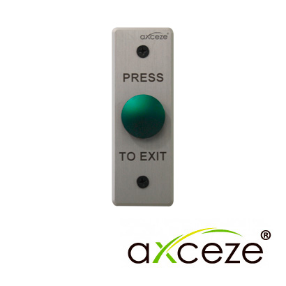 Botón Liberador Axceze AX-B80 Botón Tipo Push Forma de Hongo Fabricado en Aleacion de Aluminio Medidas 115 X 40 X 25MM