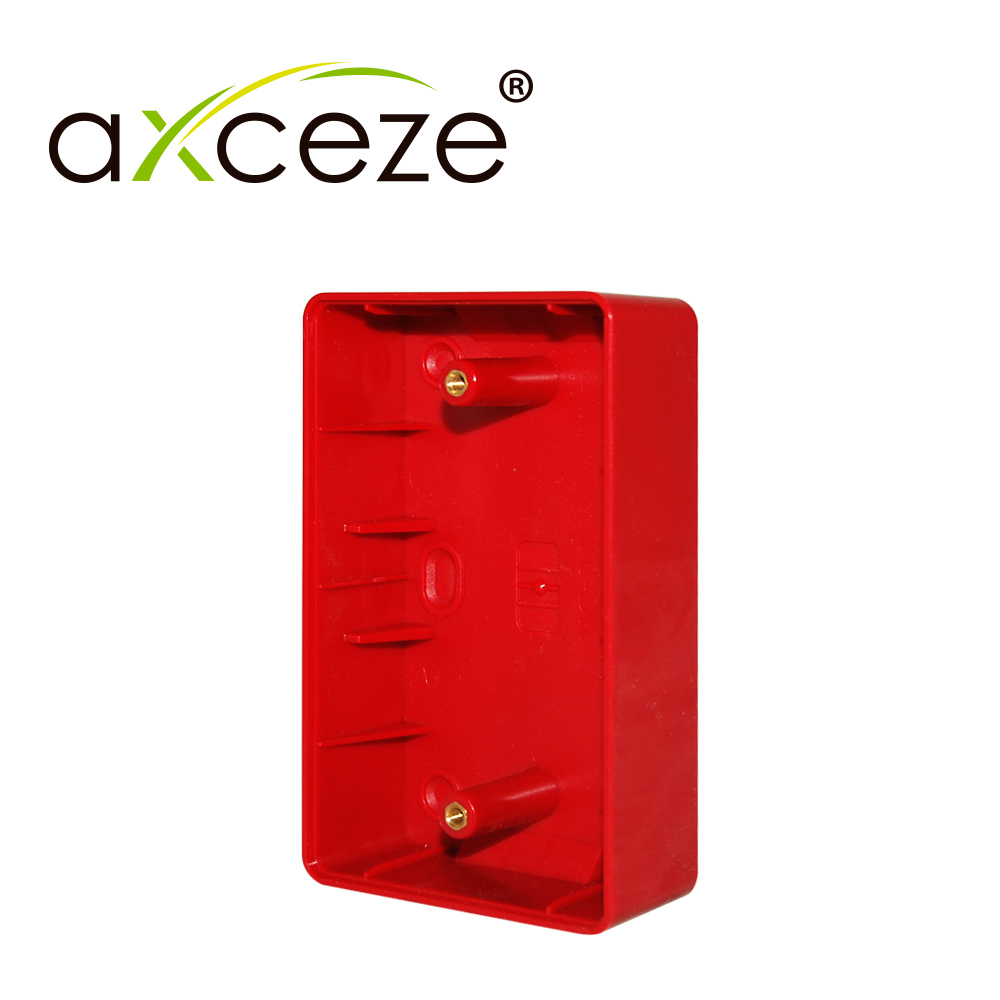 Caja para Botón Axceze AX-PBOX Fabricado en Plástico Color Rojo Medidas 115 X 70 X 30 USO en Interiores Montaje