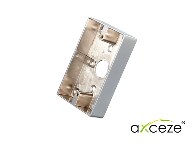Caja para Botón Axceze AX-PBOX70114 Dimensiones 114 X 70 X 25MM Fabricada en Aluminio Ideal para Montaje Superficial