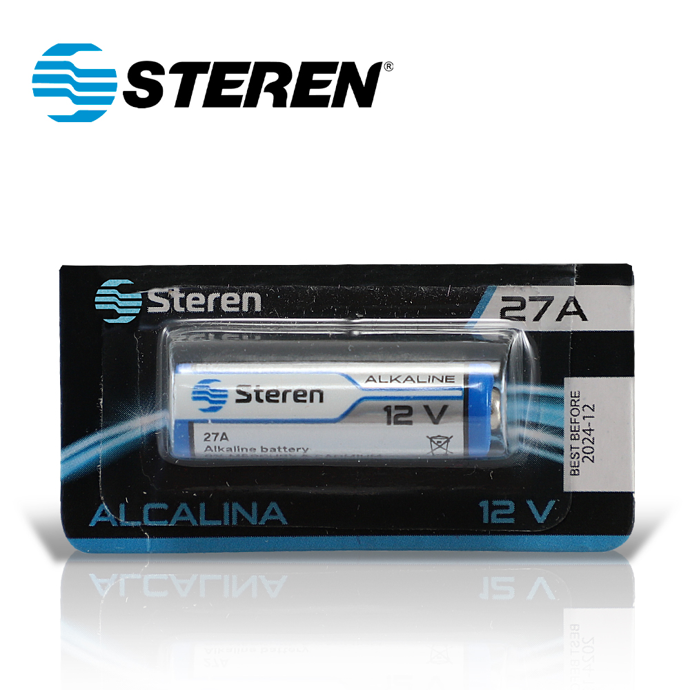 Batería Alcalina Steren BAT-27A Tipo Cilindro 12 Volts 20MAH - Compatible con Magneto Sonoff y Otros Dispositivos
