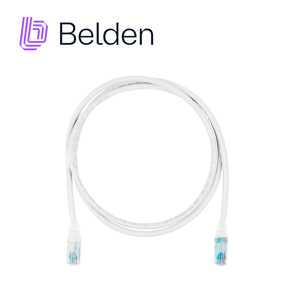 Patch Cord UTP CAT6+ Belden C601109004 / Interior / Blanco / 4 Pares / 24 AWG / Forro PVC / CMR / 4 Pies 1.2 Metros