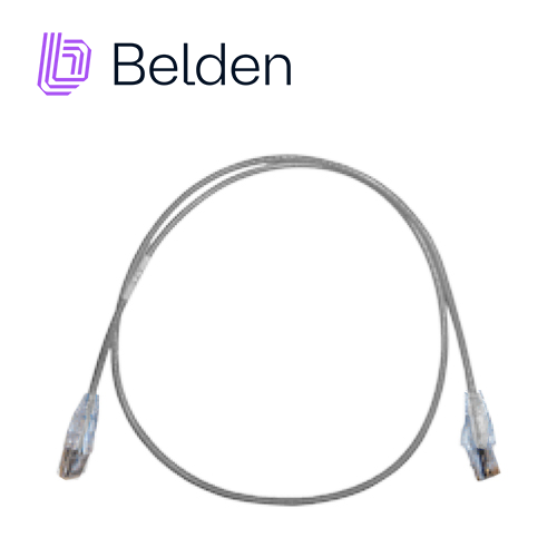 Patch Cord UTP CAT6A Belden CAD1108003 Forro PVC Gris CMR-RISER 4 Pares Calibre Conductor 28 AWG Diametro Reducido