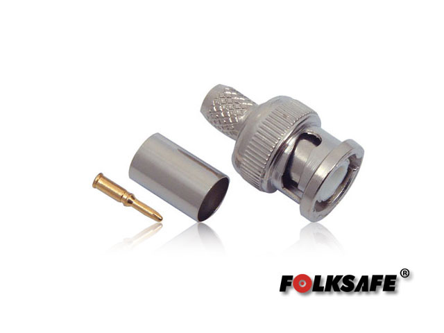 Conector para Crimpear BC6 Folksafe BNC Macho(Conector, PIN de Cobre y Anillo) para Crimpear en Cable Coaxial RG6