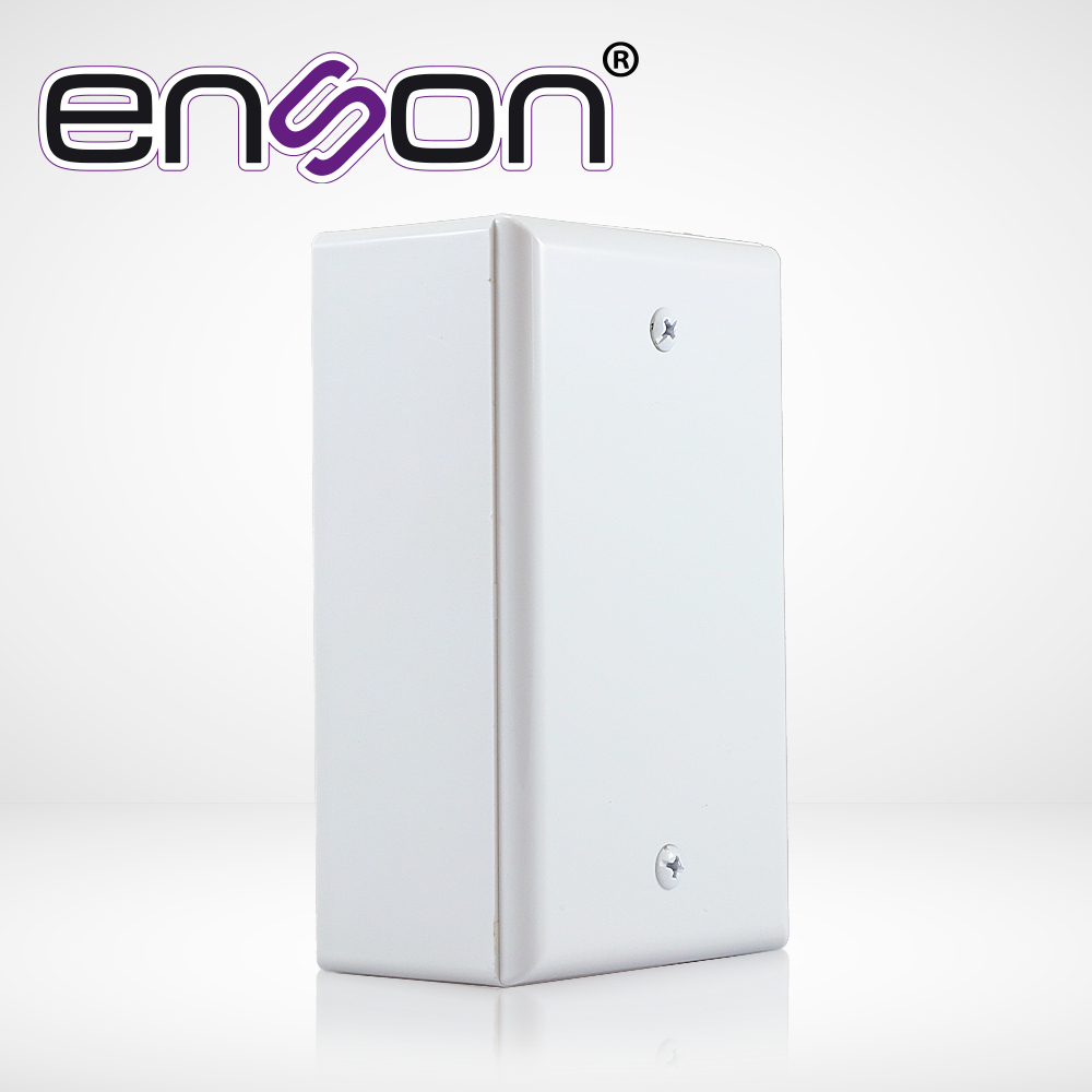 Caja Plástica Tamaño Estandar con Tapa Ciega de Plástico Enson ENS-947 Color Blanco, para Montaje Sobre Pared o Techo