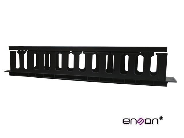 Organizador Horizontal Frontal para Rack Enson ENS-CM24 2UR con Peines de Policarbonato Tapa Removible y Abatible para