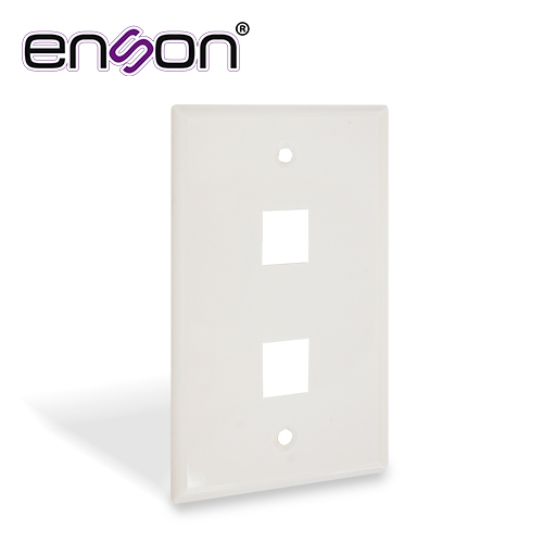 Placa de Pared (Faceplate) Universal ENS-FP62 Enson 2 Puertos Estilo Keyconnect CAT6A CAT6 CAT5E Conectores de Fibra