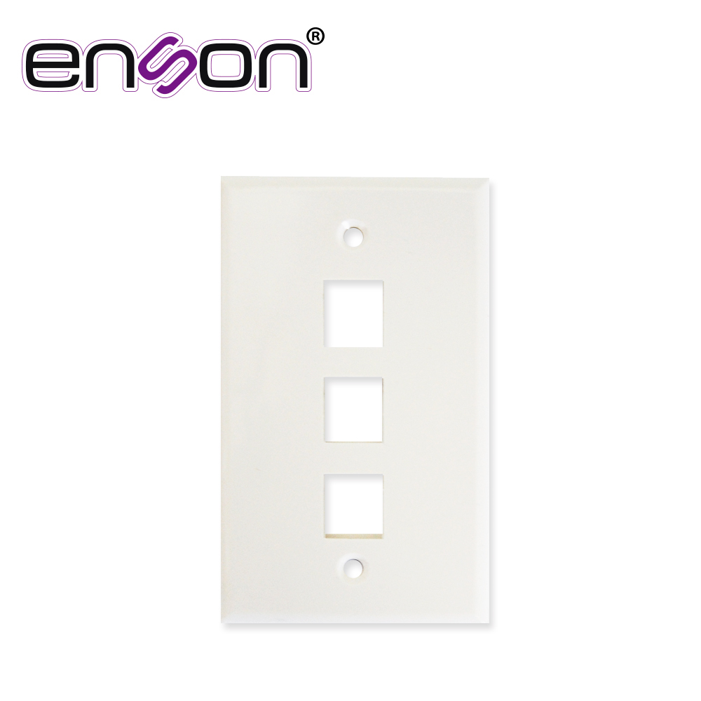 Placa de Pared (Faceplate) Universal ENS-FP63 Enson 3 Puertos Estilo Keyconnect CAT6A CAT6 CAT5E Conectores de Fibra