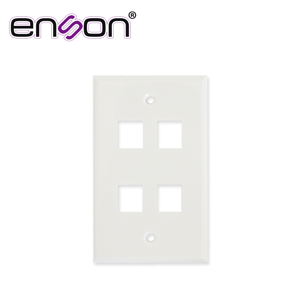 Placa de Pared (Faceplate) Universal ENS-FP64 Enson 4 Puertos Estilo Keyconnect CAT6A CAT6 CAT5E Conectores de Fibra