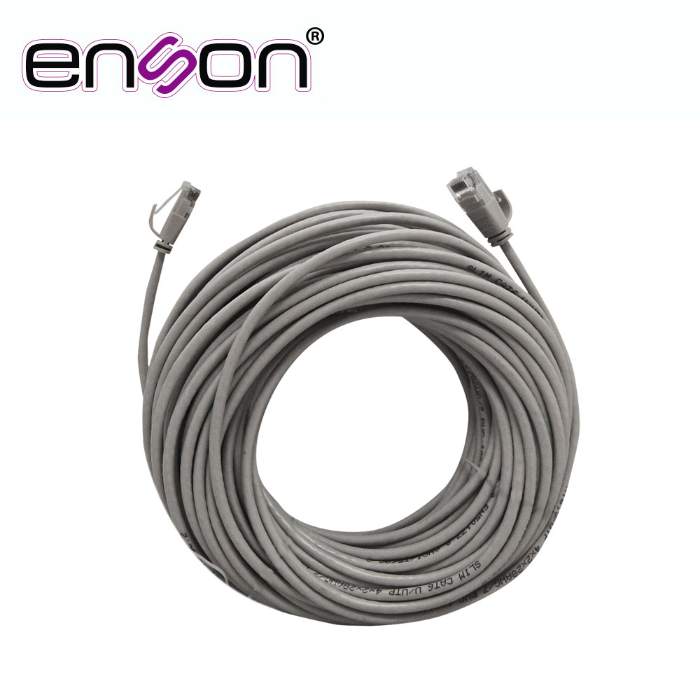 Cable Prearmado Enson ENS-IP18CAT6 de 18MTS CAT6 con Conectores RJ45 Tipo Macho a Cada Extremo Color Gris para Sistemas