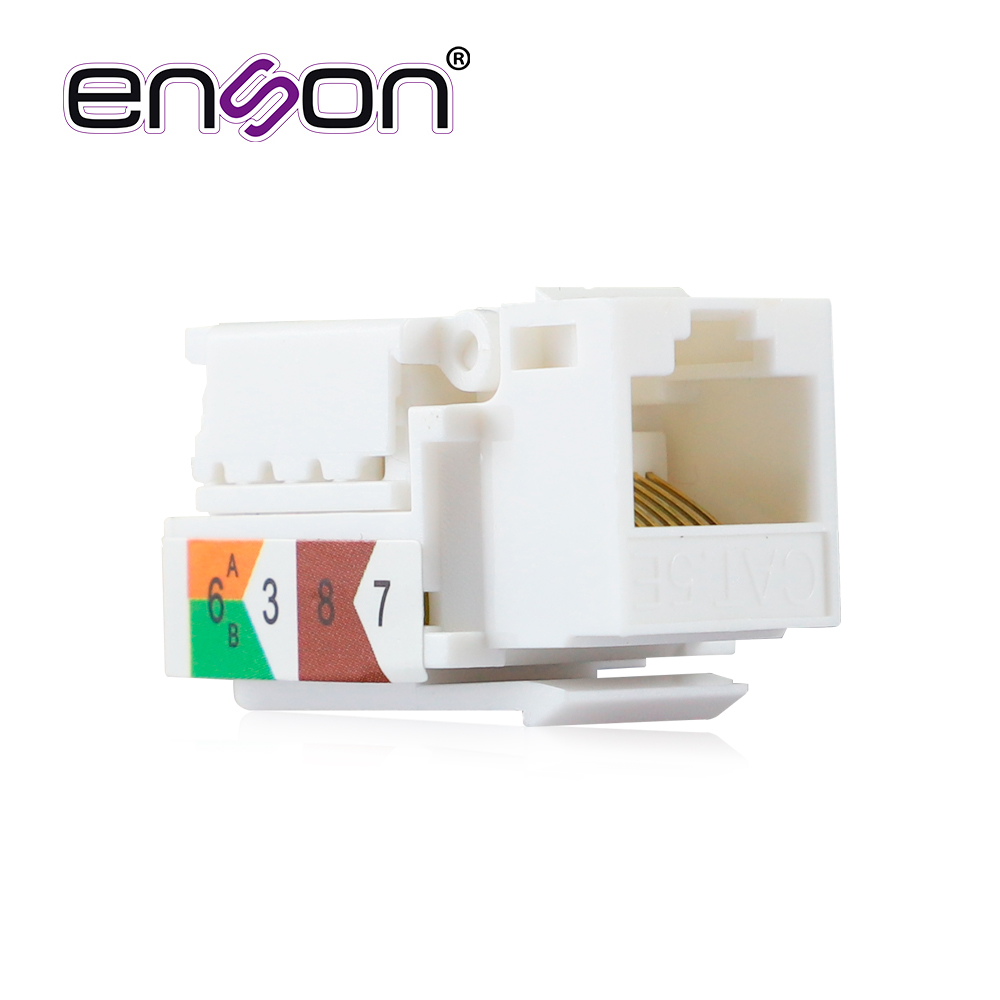 Conector Jack Enson ENS-JTL5WH CAT5E Color Blanco a 90 Grados Ponchado Facil sin Pinzas y Cubrepolvo