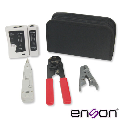 KIT Completo Enson ENS-KTCB Pinzas+Tester, Incluye: -Probador de Cableado -Pinza Crimpeadora RJ45 -Pinza Peladora