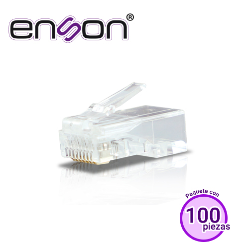 Conector RJ-45 CAT6 Enson ENS-PLCAT6 8 Pines de Cobre Paquete 100PIEZAS