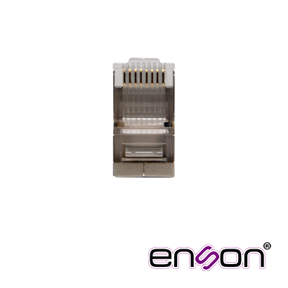 Conector Plug SRJ45 Blindado CAT5E Enson ENS-SRJ45-CAT5E para Cable UTP Blindado Ponchado Tradicional