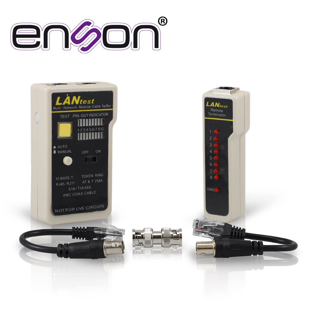 Tester para Cable de RED Enson ENS-TELN2 Ideal para Identificar Errores de Terminado y Continuidad en Cables de RED y