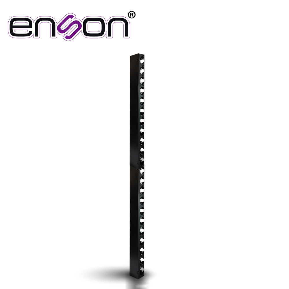Organizador Vertical Enson ENS-VM25U para Rack de 25UR con Ventanas de Acceso de Cableado Fabricado en Metal Tapa