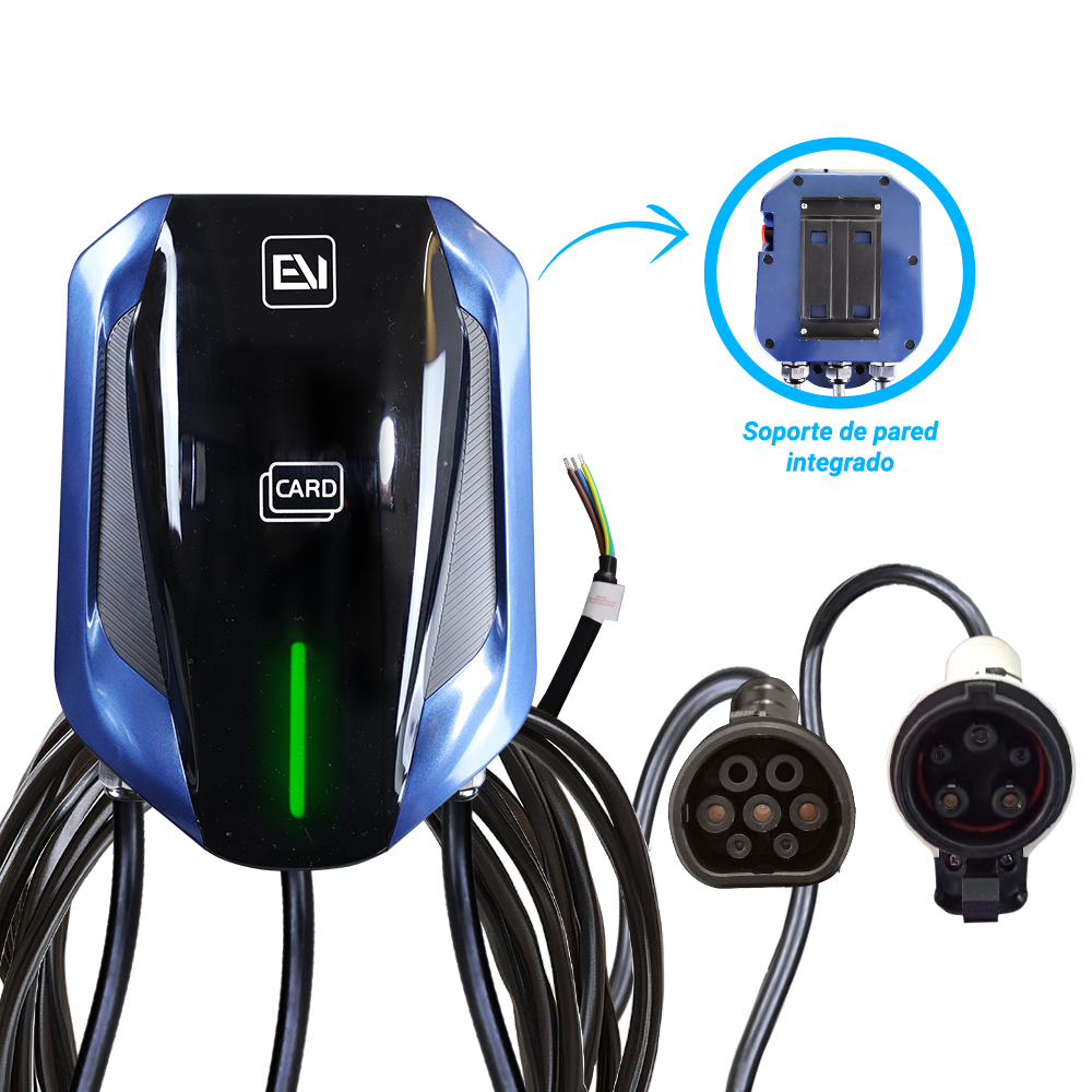 Cargador de Pared EV-OMB281 Alter Conector Dual Tipo 1 y Tipo 2 con Entrada/Salida 120-240VCA Potencia MAX 7.6 KW IP54