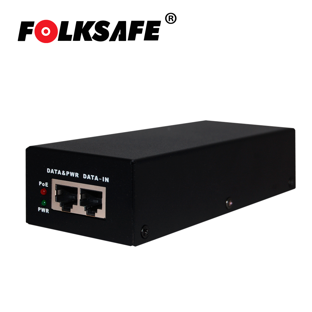 Inyector PoE Folksafe FS-53D1300 / Gigabit / 802.3BT / 70 Watts / Entrada de Voltaje 100-240VAC / Salida de Voltaje