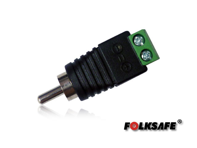 Conector Audio RCA Macho FS-RCA1 Folksafe Tipo Jack , con Bloque Polarizado(+/-) para Atornillar Cable de Audio o UTP