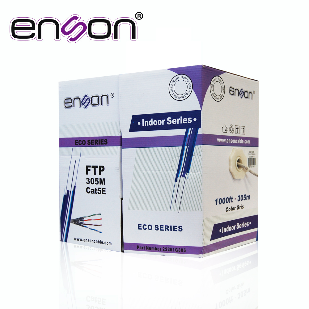 Cable FTP CAT5E Enson Modelo FTP 22251G305 Serie ECO Blindado Calibe 24 AWG CCA Bobina de 305 Metros Forro PVC Color